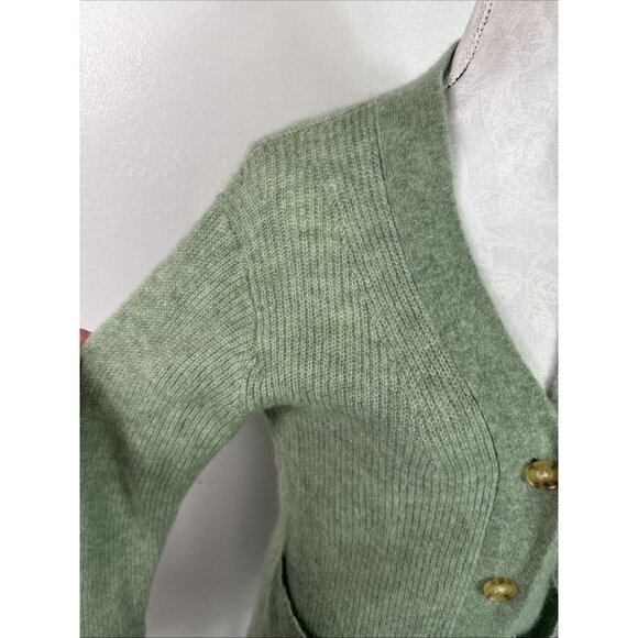 Everlane Women's S Long Cardigan Sweater Green Alpaca Blend EUC - Picture 5 of 12